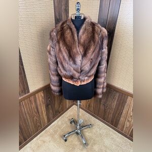 STUNNING MADE IN ITALY RUSSIAN SABLE & SHEARED MINK FUR JACKET BOLERO CROP COAT